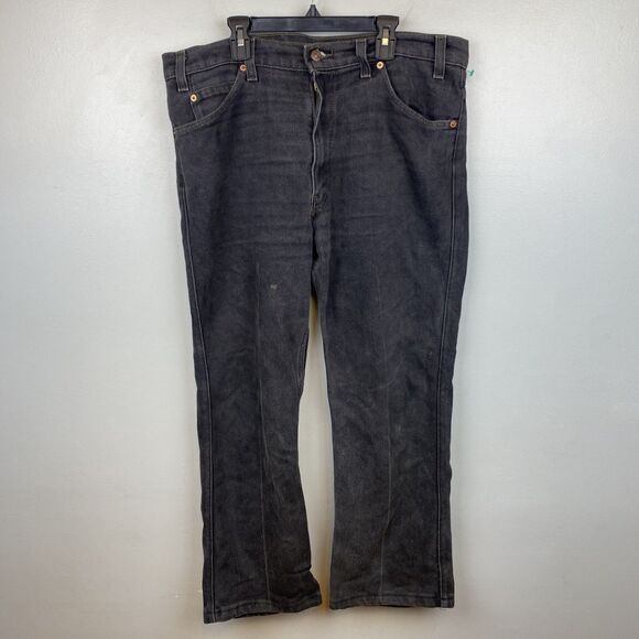 Vintage‎ Levis 517 Boot Cut Jeans Mens 36x30 Black Denim Orange Tab USA 90s - Picture 1 of 14